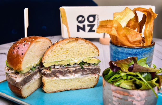 Tuna Burger, Asian Sesame Slaw & Avocado